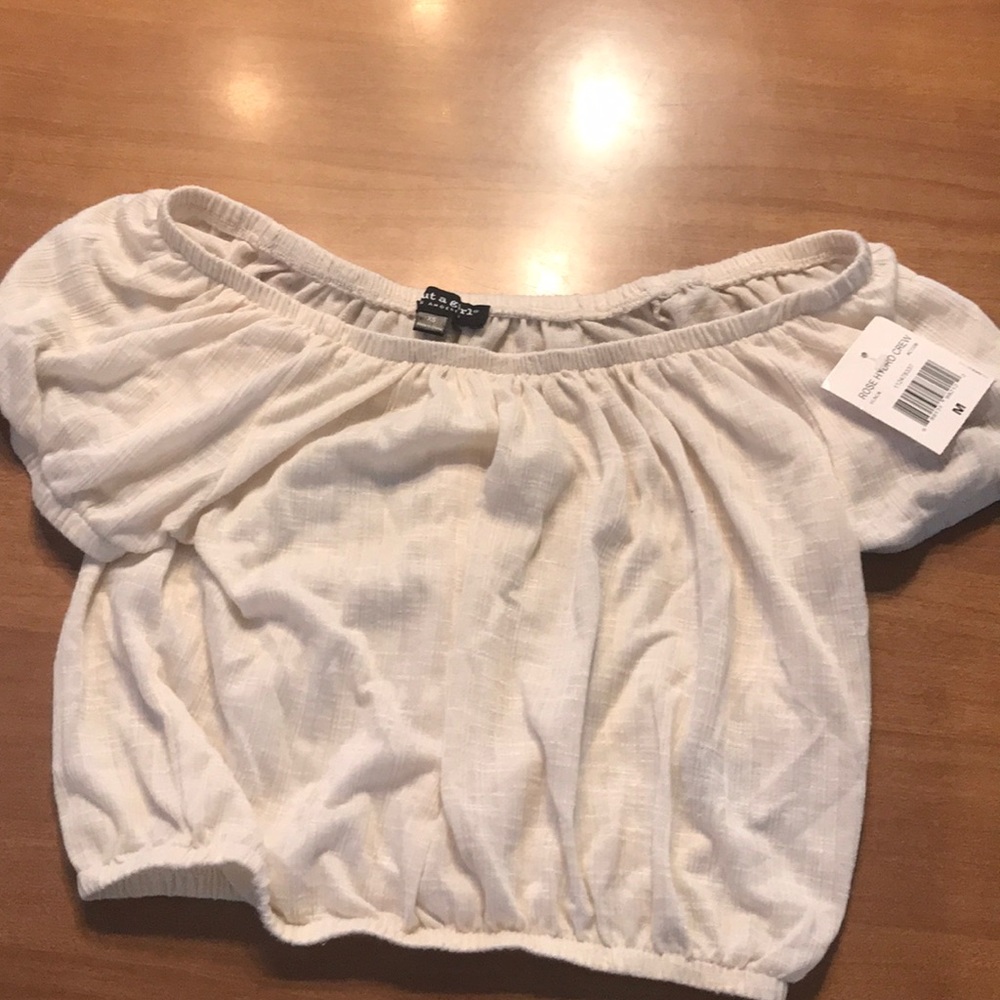 Off white off the shoulder crop top